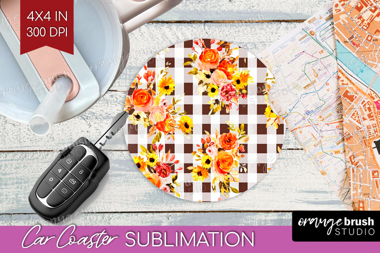 Cozy Autumn Car Coaster - Harvest Season Coaster PNG