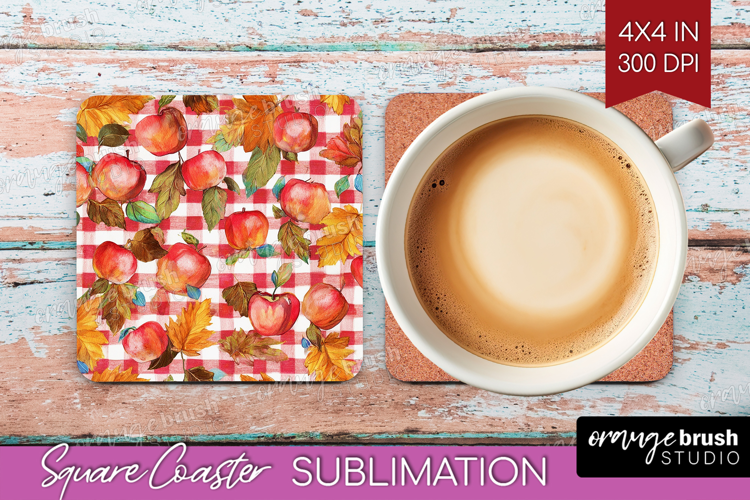 Cozy Autumn Square Coaster - Harvest Season Coaster PNG