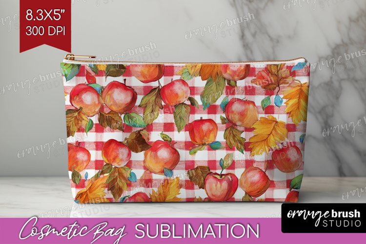 Cozy Autumn Cosmetic Bag - Harvest Season Makeup Bag PNG