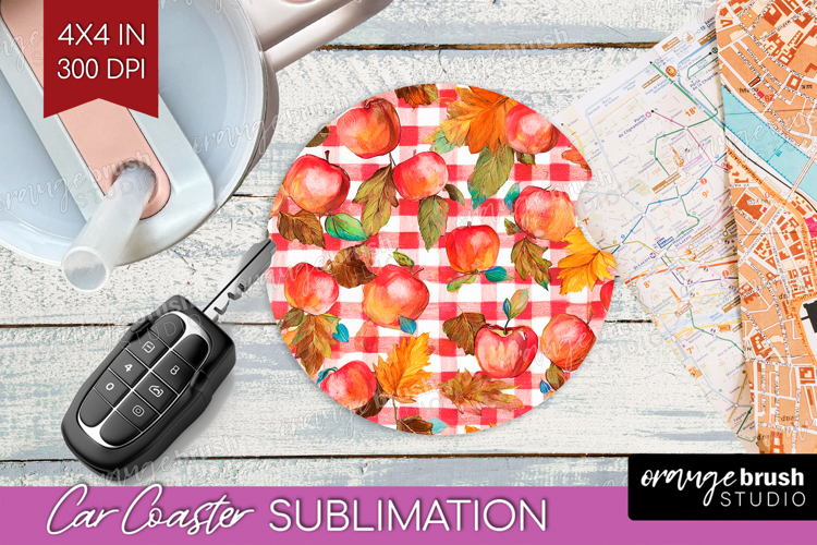 Cozy Autumn Car Coaster - Harvest Season Coaster PNG