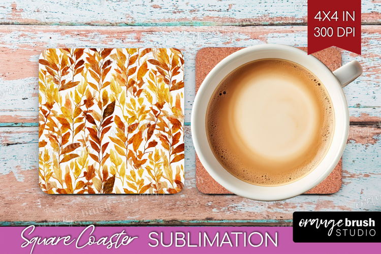 Cozy Autumn Square Coaster - Harvest Season Coaster PNG