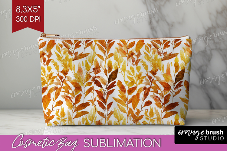 Cozy Autumn Cosmetic Bag - Harvest Season Makeup Bag PNG