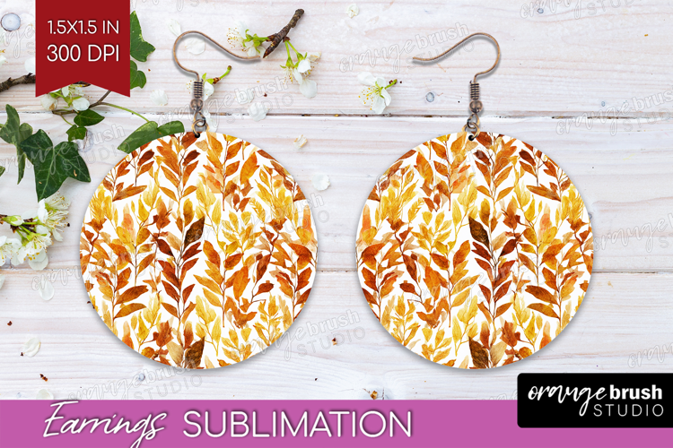Cozy Autumn Round Earrings - Harvest Season PNG Sublimation