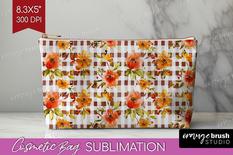 Cozy Autumn Cosmetic Bag - Harvest Season Makeup Bag PNG
