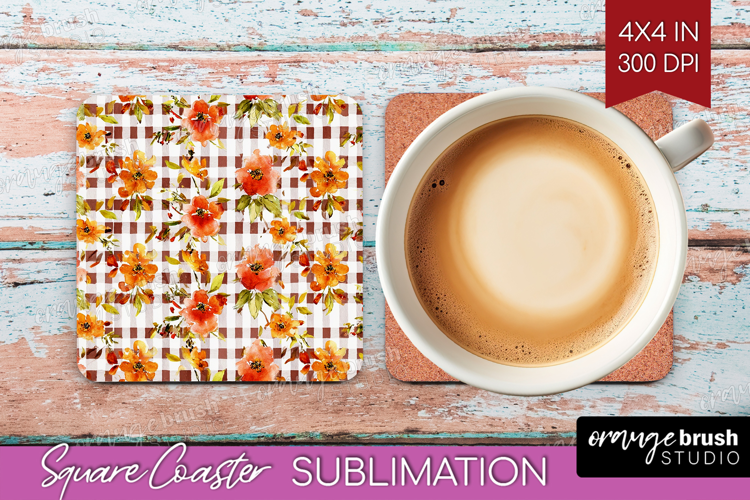 Cozy Autumn Square Coaster - Harvest Season Coaster PNG