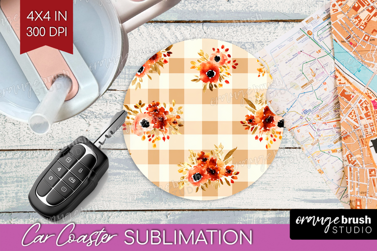 Cozy Autumn Car Coaster - Harvest Season Coaster PNG