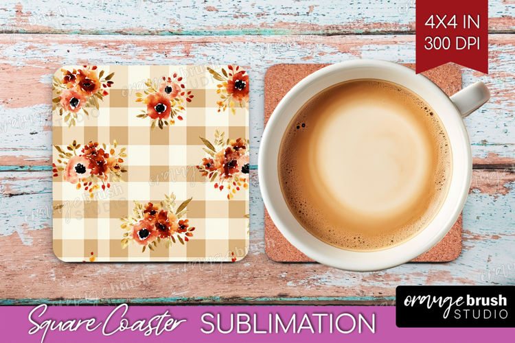 Cozy Autumn Square Coaster - Harvest Season Coaster PNG