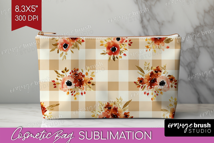 Cozy Autumn Cosmetic Bag - Harvest Season Makeup Bag PNG