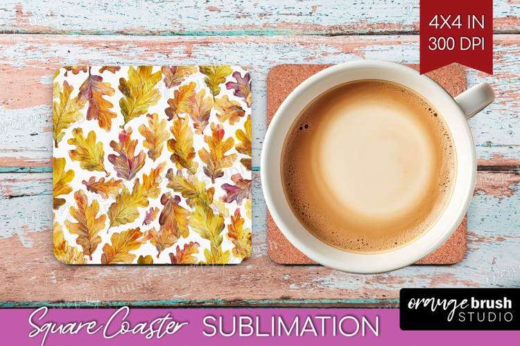 Cozy Autumn Square Coaster - Harvest Season Coaster PNG