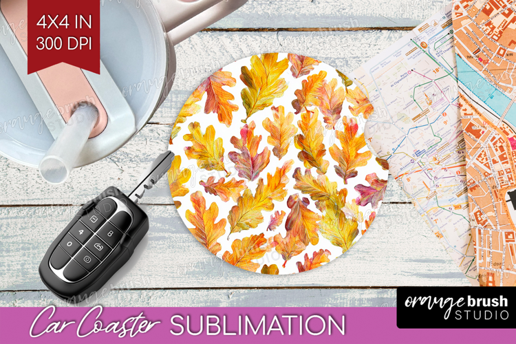 Cozy Autumn Car Coaster - Harvest Season Coaster PNG