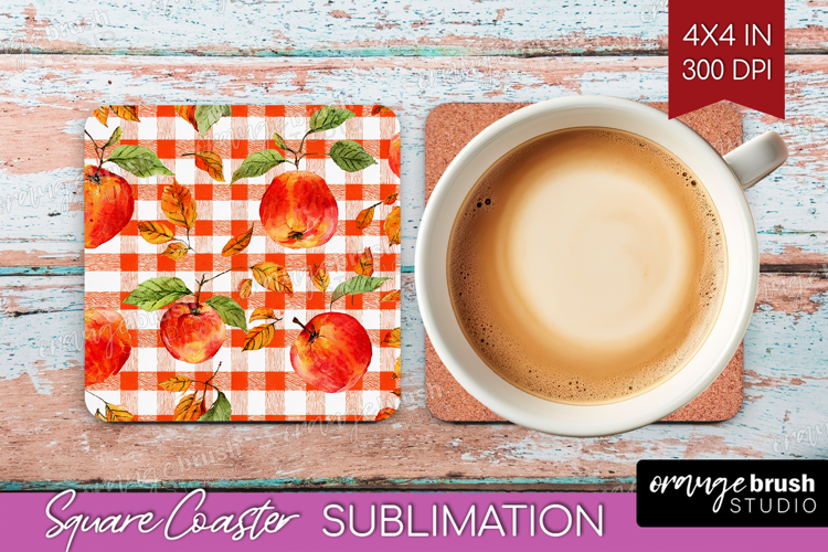 Cozy Autumn Square Coaster - Harvest Season Coaster PNG