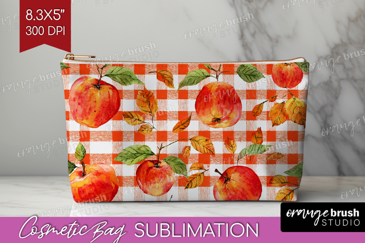 Cozy Autumn Cosmetic Bag - Harvest Season Makeup Bag PNG