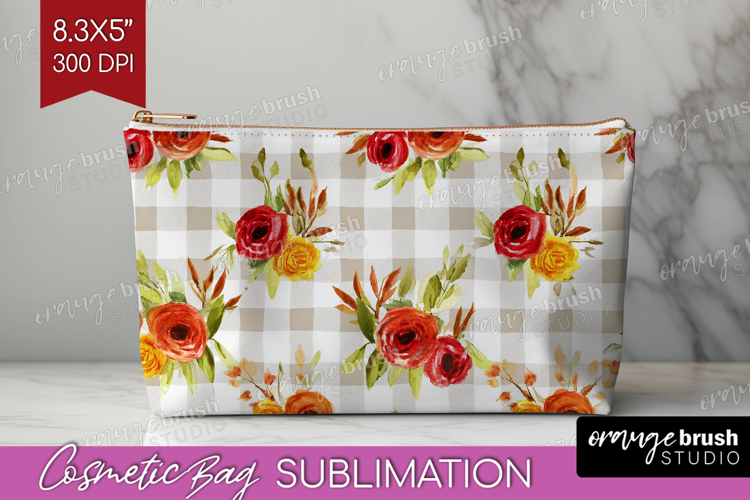 Cozy Autumn Cosmetic Bag - Harvest Season Makeup Bag PNG
