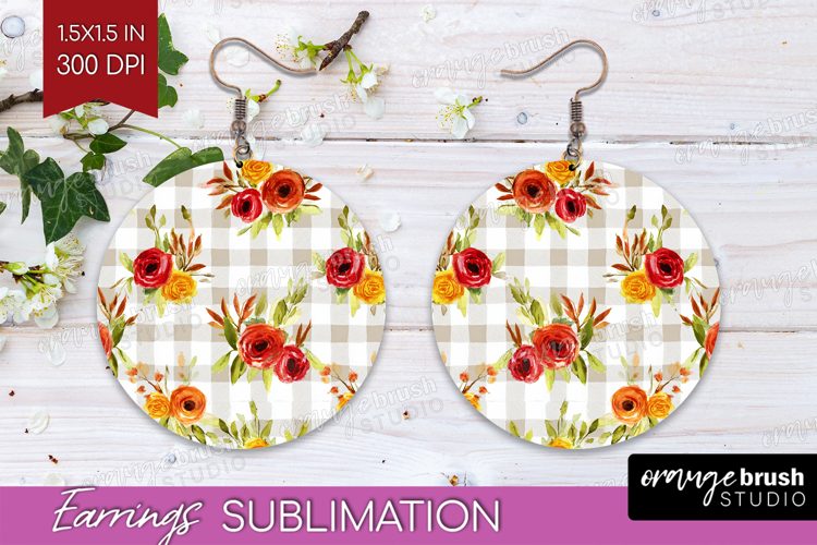 Cozy Autumn Round Earrings - Harvest Season PNG Sublimation