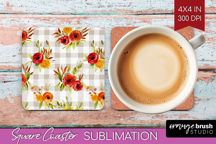 Cozy Autumn Square Coaster - Harvest Season Coaster PNG