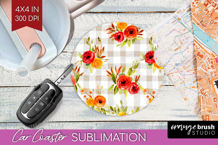 Cozy Autumn Car Coaster - Harvest Season Coaster PNG