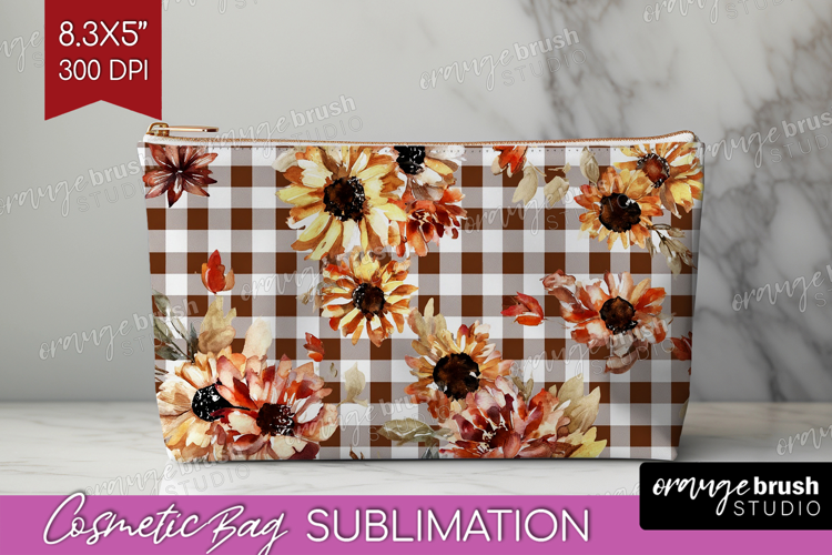 Cozy Autumn Cosmetic Bag - Harvest Season Makeup Bag PNG