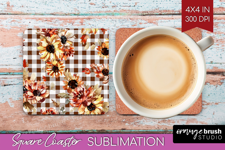 Cozy Autumn Square Coaster - Harvest Season Coaster PNG