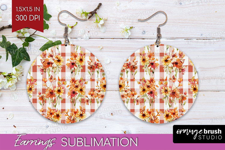 Cozy Autumn Round Earrings - Harvest Season PNG Sublimation