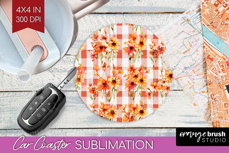Cozy Autumn Car Coaster - Harvest Season Coaster PNG