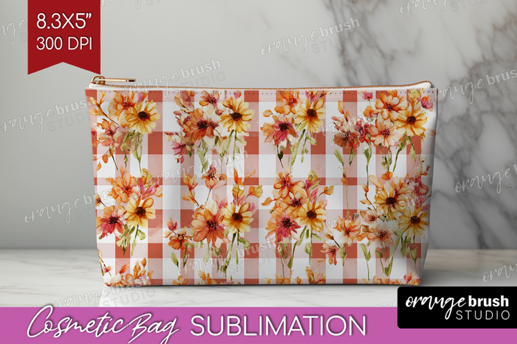 Cozy Autumn Cosmetic Bag - Harvest Season Makeup Bag PNG