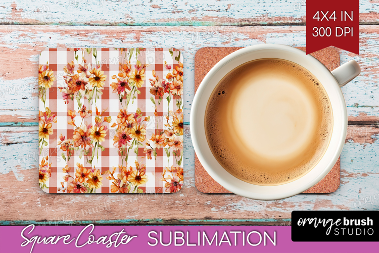Cozy Autumn Square Coaster - Harvest Season Coaster PNG