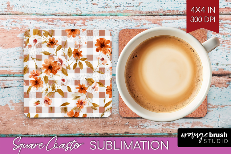 Cozy Autumn Square Coaster - Harvest Season Coaster PNG