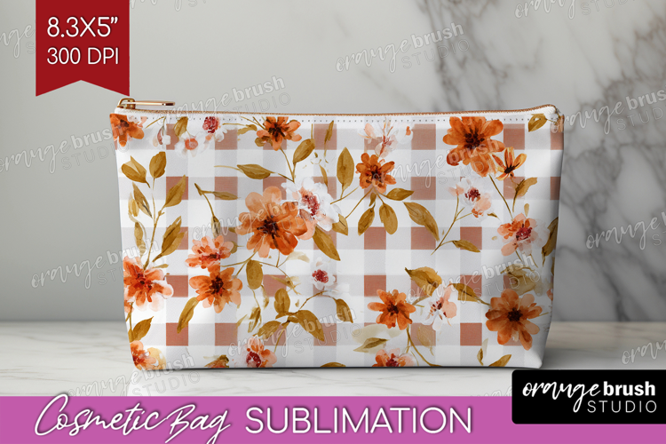 Cozy Autumn Cosmetic Bag - Harvest Season Makeup Bag PNG