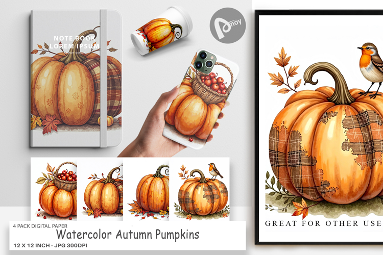 Autumn Pumpkins Digital Paper