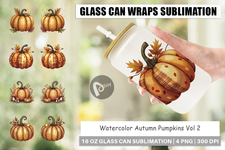 Autumn Pumpkins Glass Can