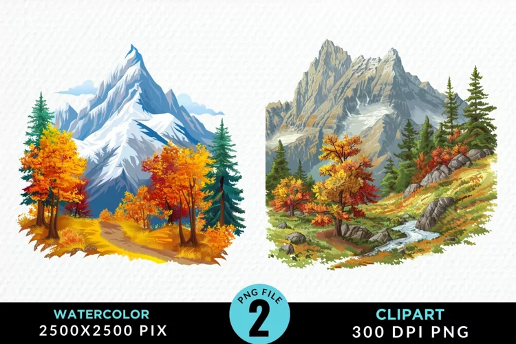 Watercolor Autumn Scene Graphic Clipart