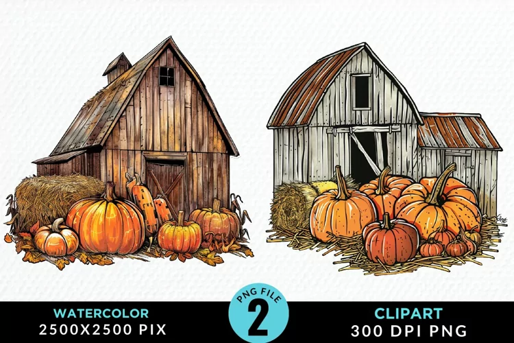 Watercolor Autumn Scenes Illustration Clipart