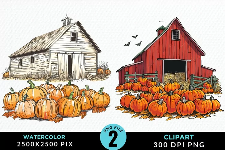 Watercolor Autumn Scenes Illustration Clipart