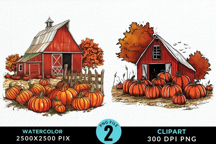 Watercolor Autumn Scenes Illustration Clipart