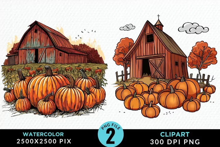 Watercolor Autumn Scenes Illustration Clipart