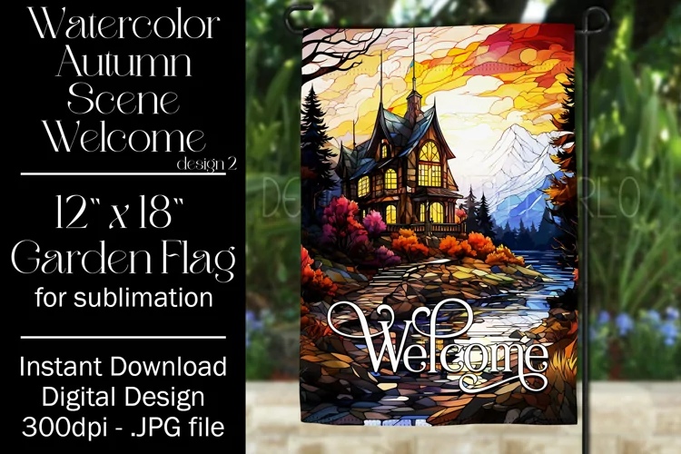 Watercolor Autumn 12x18 Welcome Garden Flag Sublimation