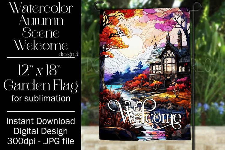 Watercolor Autumn 12x18 Welcome Garden Flag Sublimation