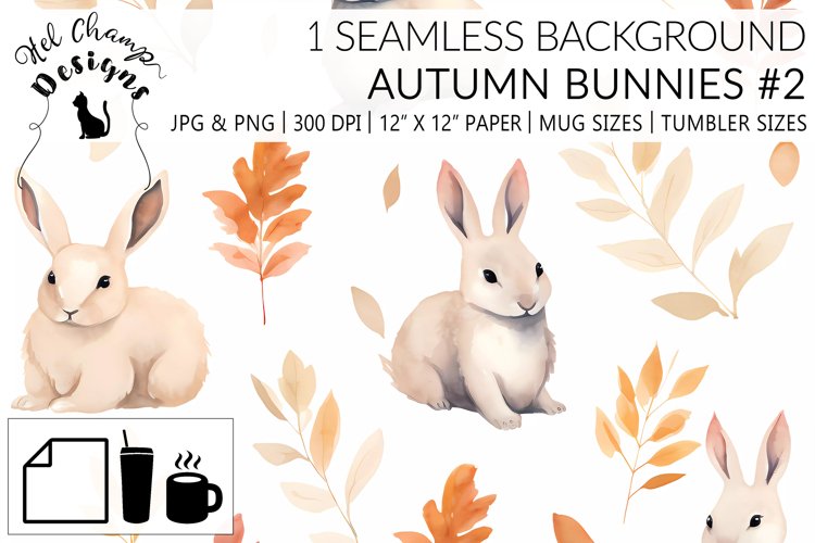 Watercolor autumn vintage bunny scrapbooking papers  sublimation mug tumbler 1