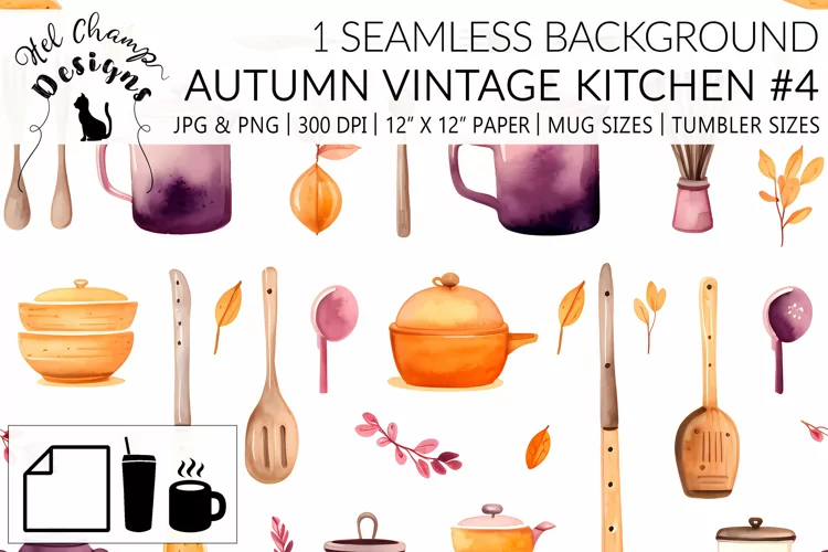 Autumn vintage kitchen #4 | Patterns | Sublimation