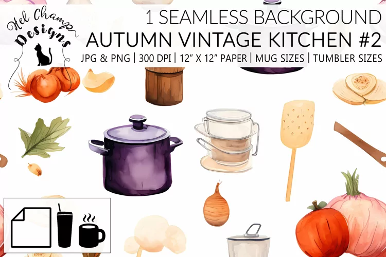 Autumn vintage kitchen #2 | Patterns | Sublimation