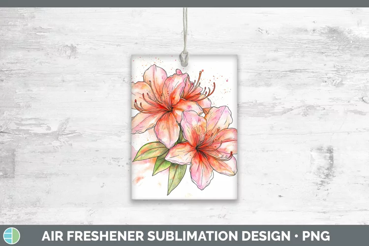 Watercolor Azalea Air Freshener Sublimation Car Freshener De