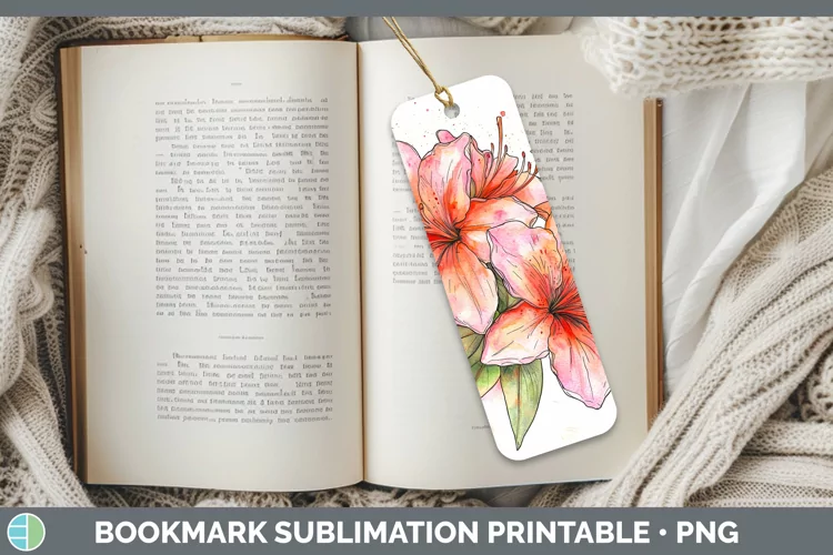 Watercolor Azalea Bookmark Sublimation Printable Designs
