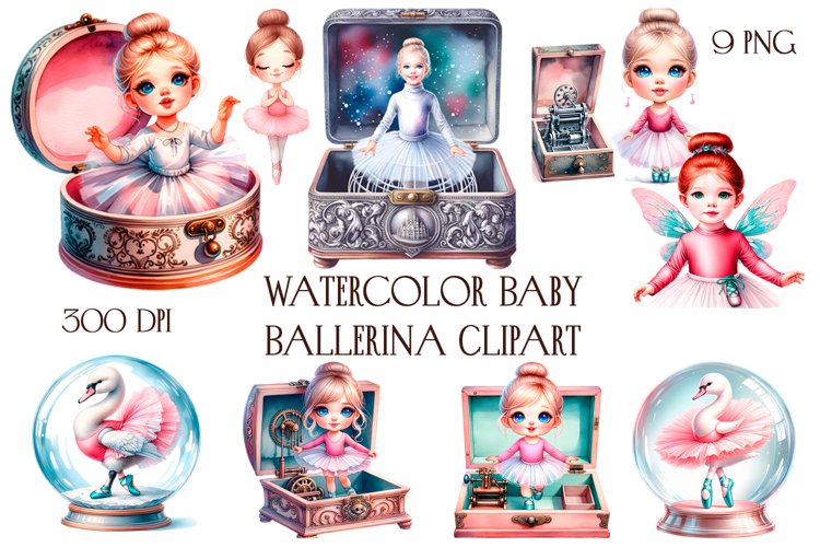 Watercolor Baby Ballerina Clipart