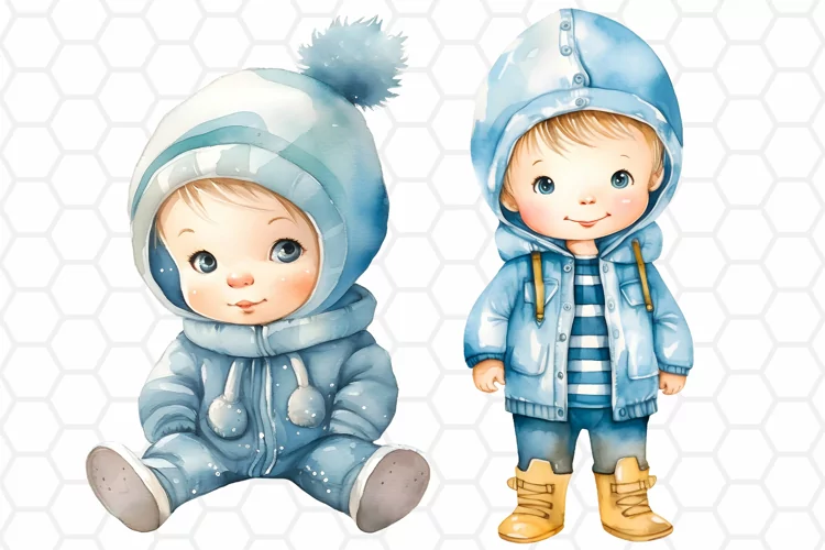 Watercolor Baby Boy Clipart Designs, Sublimation PNG