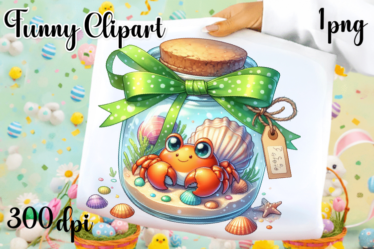 Watercolor baby crab clipart. Cute crab illustrations