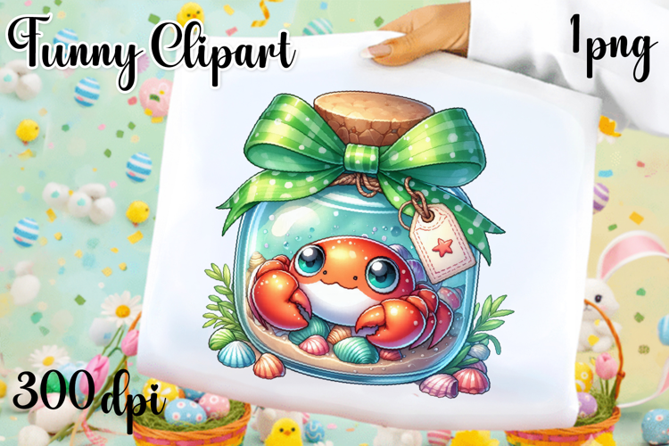 Watercolor baby crab clipart. Cute crab illustrations
