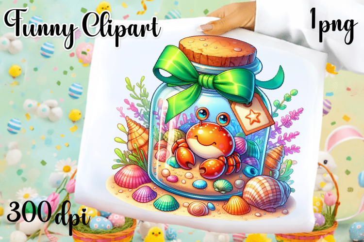 Watercolor baby crab clipart. Cute crab illustrations