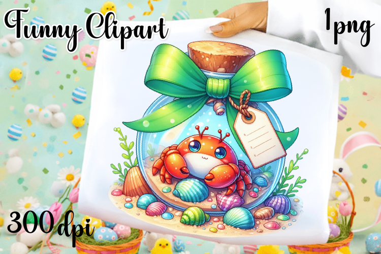 Watercolor baby crab clipart. Cute crab illustrations