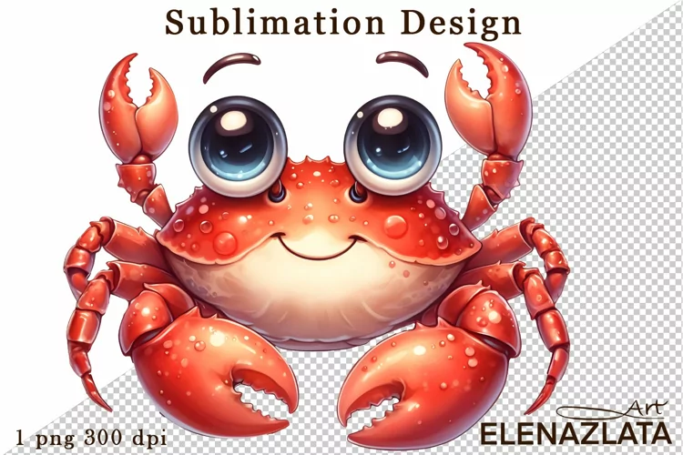 Watercolor baby crab clipart. Cute crab illustrations