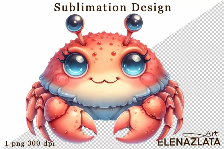Watercolor baby crab clipart. Cute crab illustrations